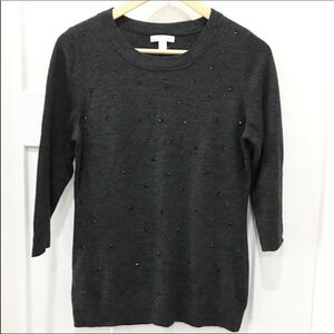 New York & Company grey sweater with sequins rhinestone embellished size small